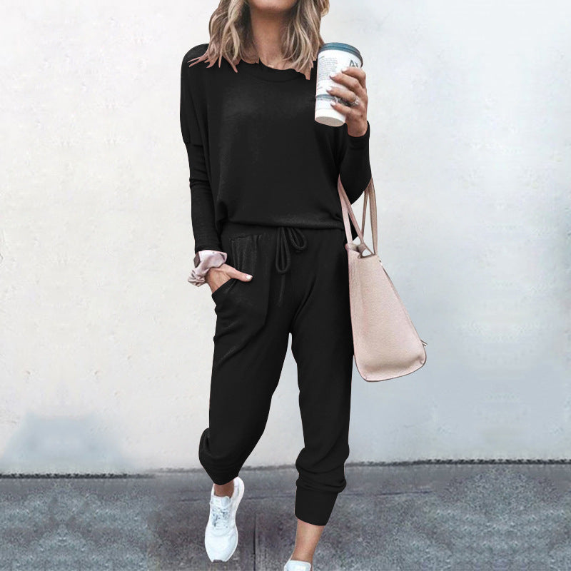 Loose Solid Color Long Sleeved Casual Suit