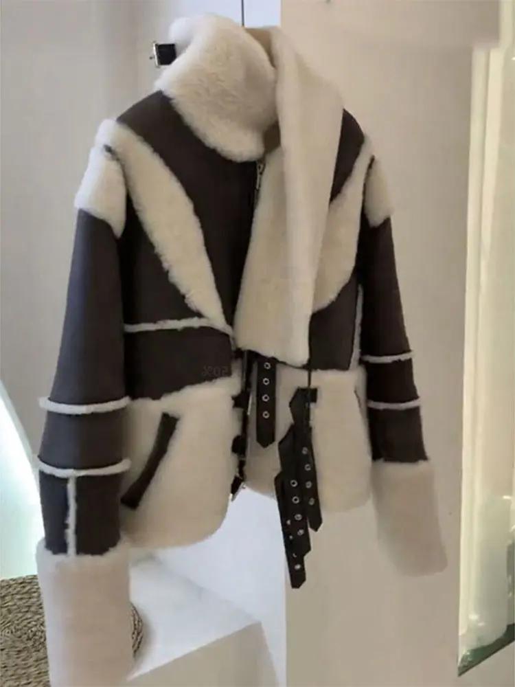 Lamb Wool Coat Women's Thick Stand Collar In Autumn And Winter Made by OLYX