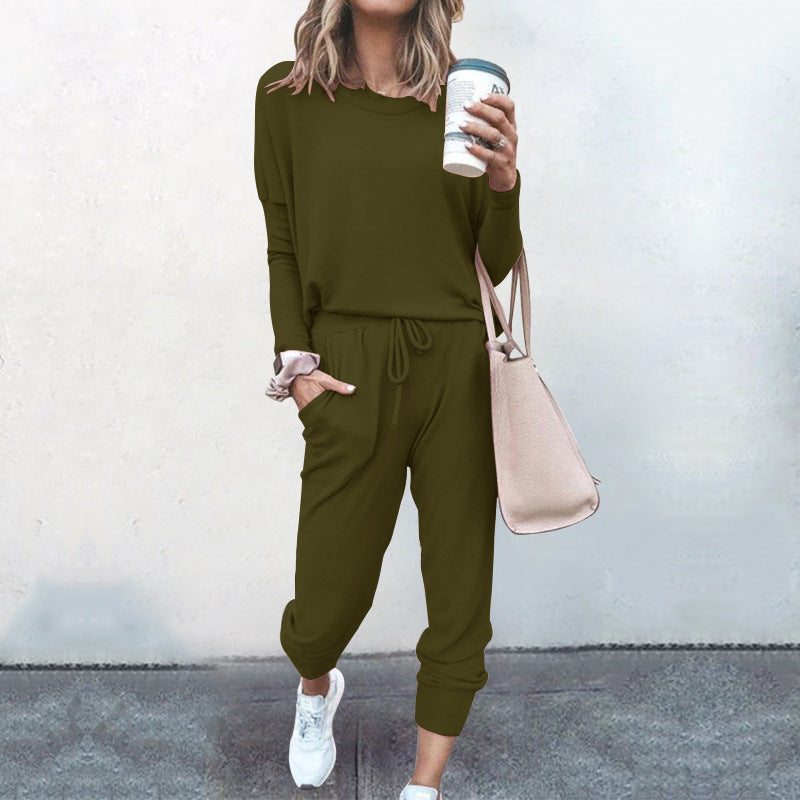 Loose Solid Color Long Sleeved Casual Suit