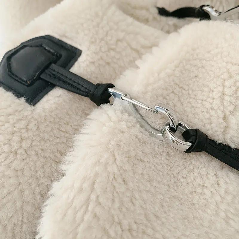 Autumn And Winter New Metal Leather Ring Fur Stitching Casual Fashionable Stylish Coat Made by OLYX