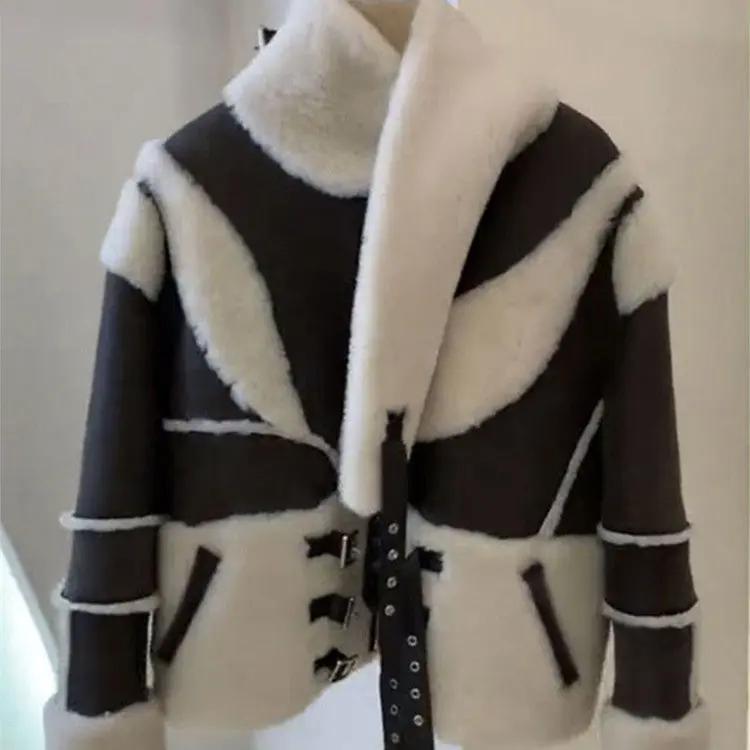Lamb Wool Coat Women's Thick Stand Collar In Autumn And Winter Made by OLYX