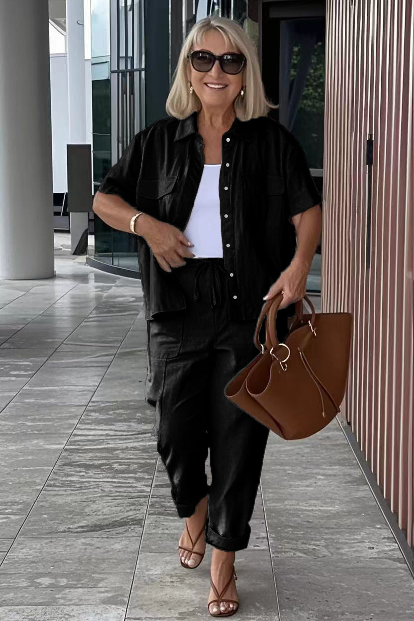 Casual Cotton And Linen Blazer Loose Trousers Suit