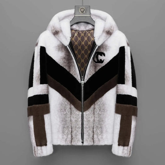 Artificial Mink Leather Hooded Jacket - Made by OLYX