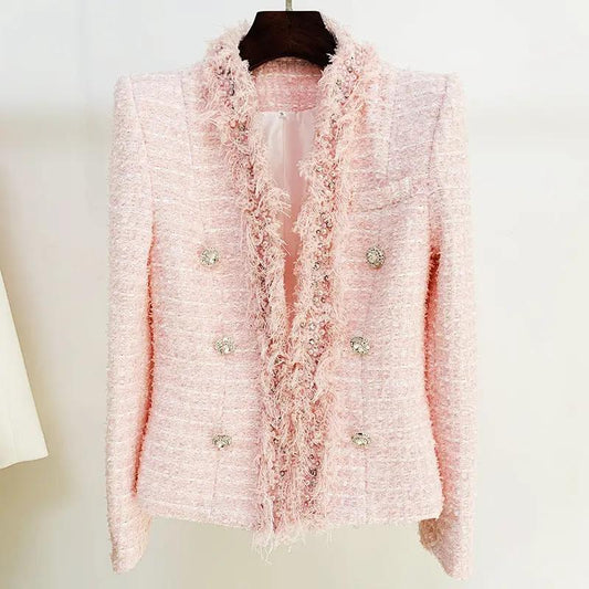 Diamond Buckle Fringe Heavy Beaded Jacket Made by OLYX