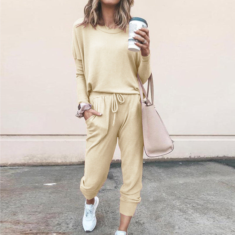 Loose Solid Color Long Sleeved Casual Suit