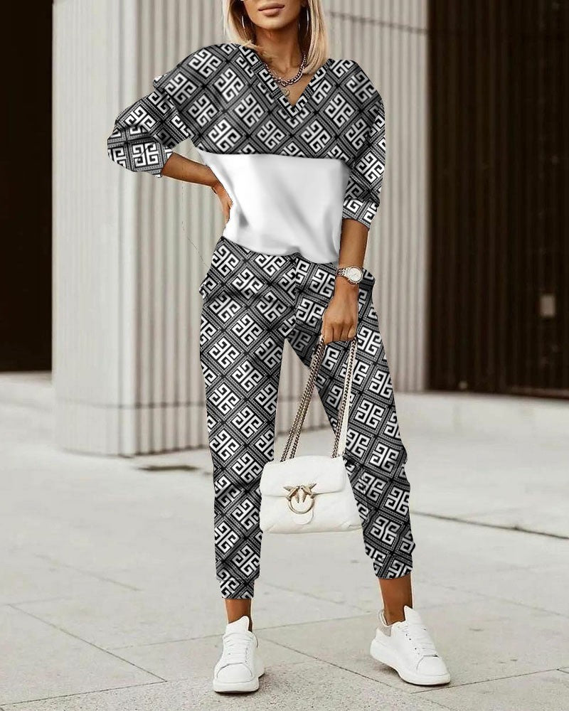 Women's Commuter Top Pants Fashion Set