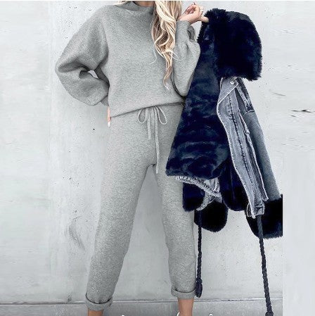 Long Sleeved Fleece Fashionable Casual Hoodie Set