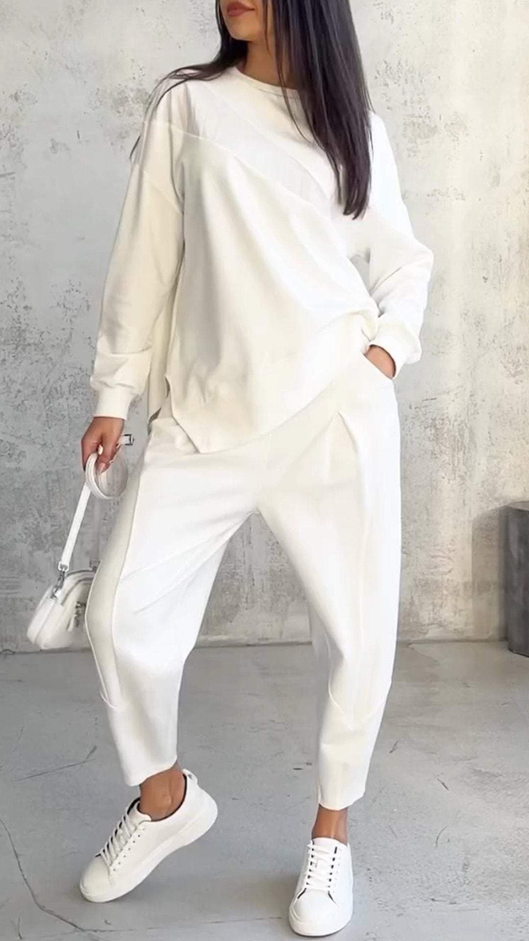 Loose Irregular Long Sleeved Hoodie Set