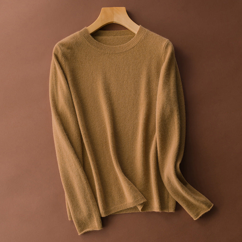 French classic round neck warm cashmere sweater