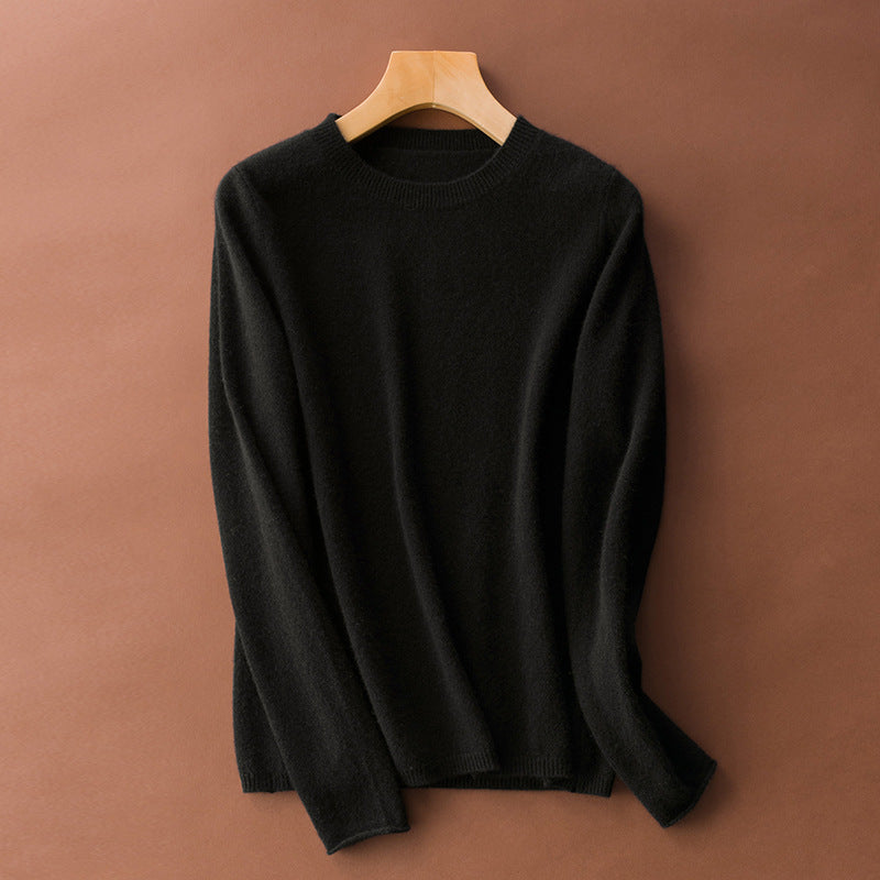 French classic round neck warm cashmere sweater