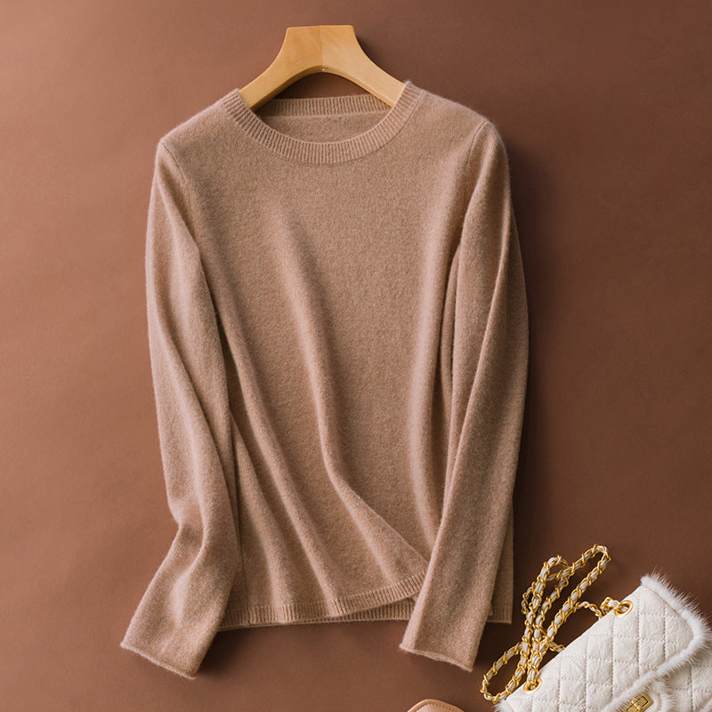 French classic round neck warm cashmere sweater