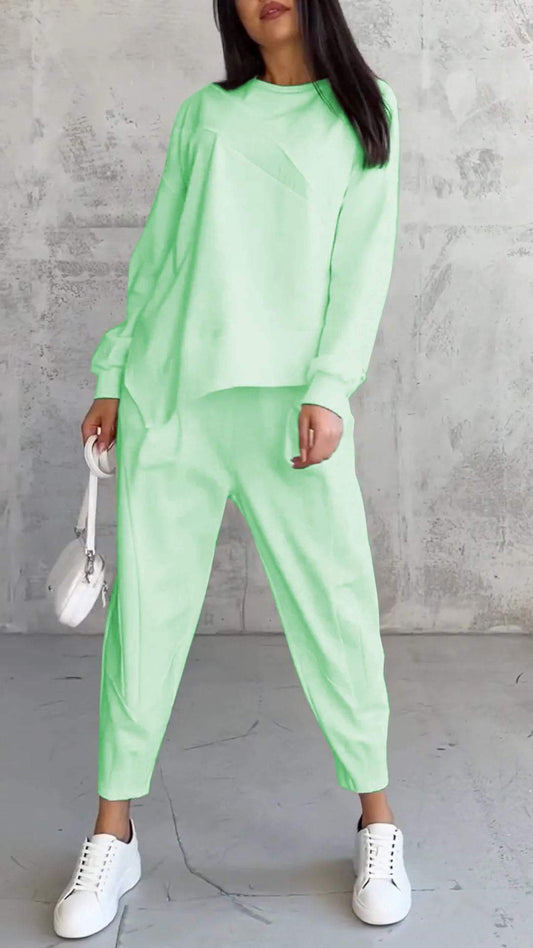 Loose Irregular Long Sleeved Hoodie Set