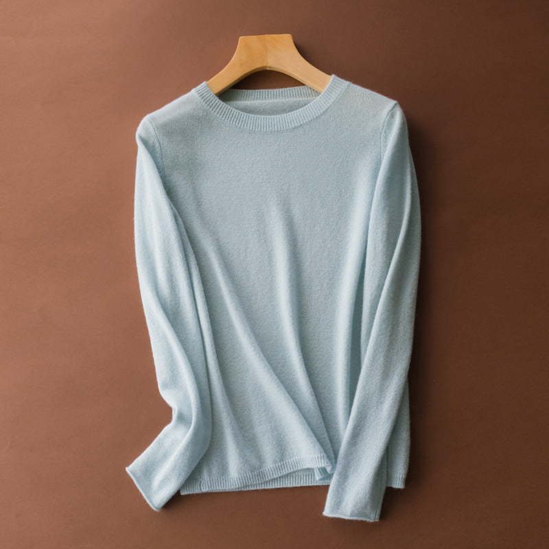 French classic round neck warm cashmere sweater