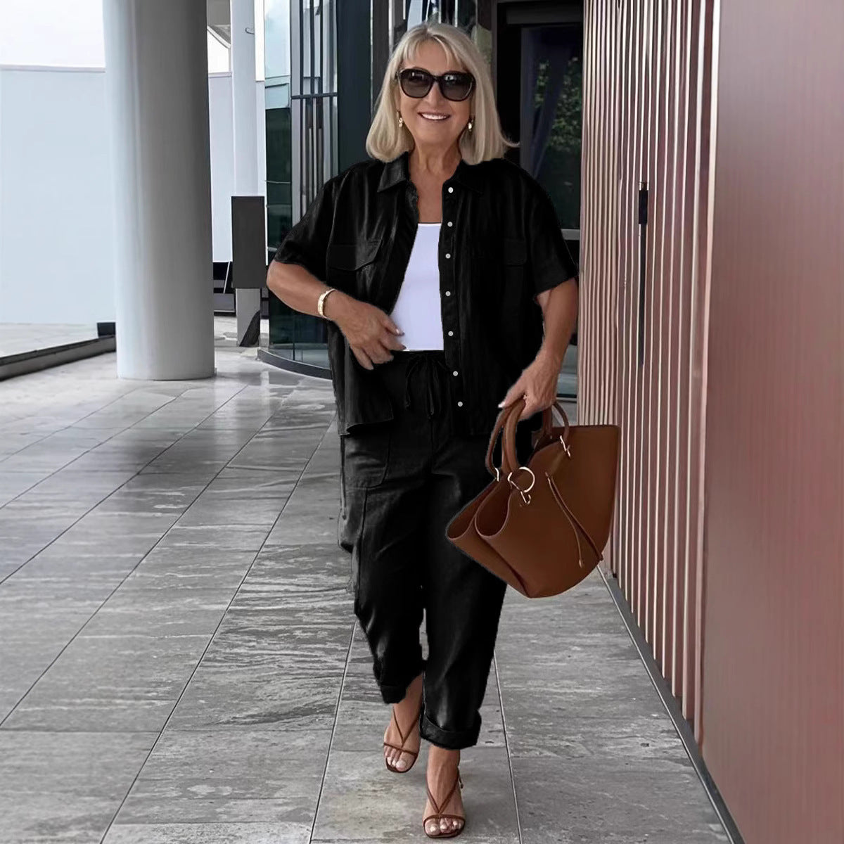 Casual Cotton And Linen Blazer Loose Trousers Suit