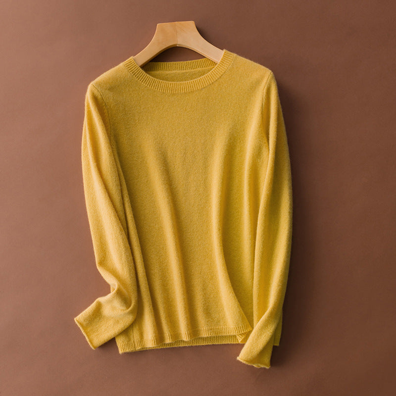 French classic round neck warm cashmere sweater