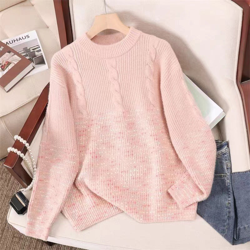 Round Neck Outerwear Knitwear Age-reducing Trendy Top