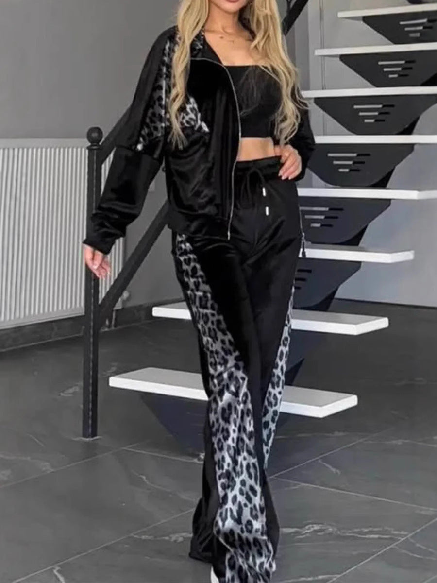 Color Blocking Long Pants Long Sleeved Home Suit Set