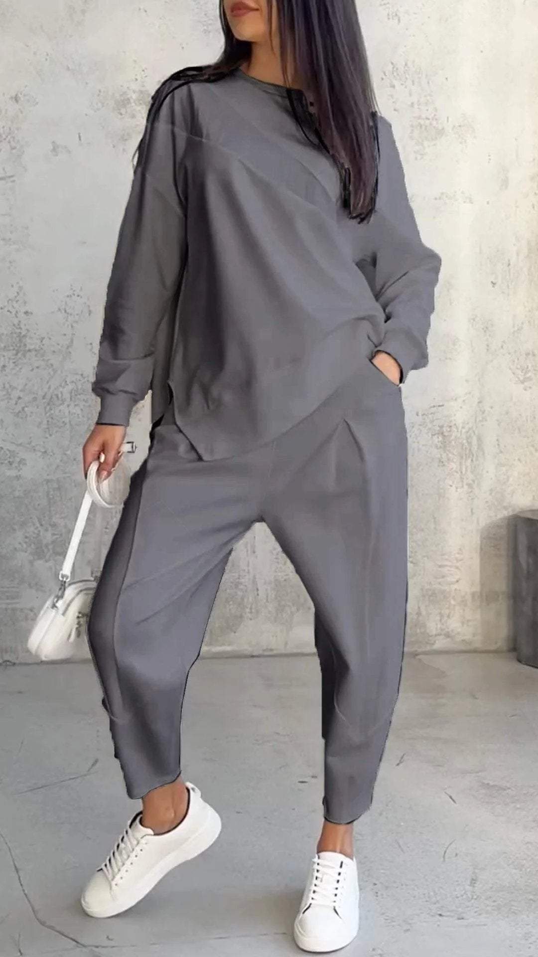 Loose Irregular Long Sleeved Hoodie Set