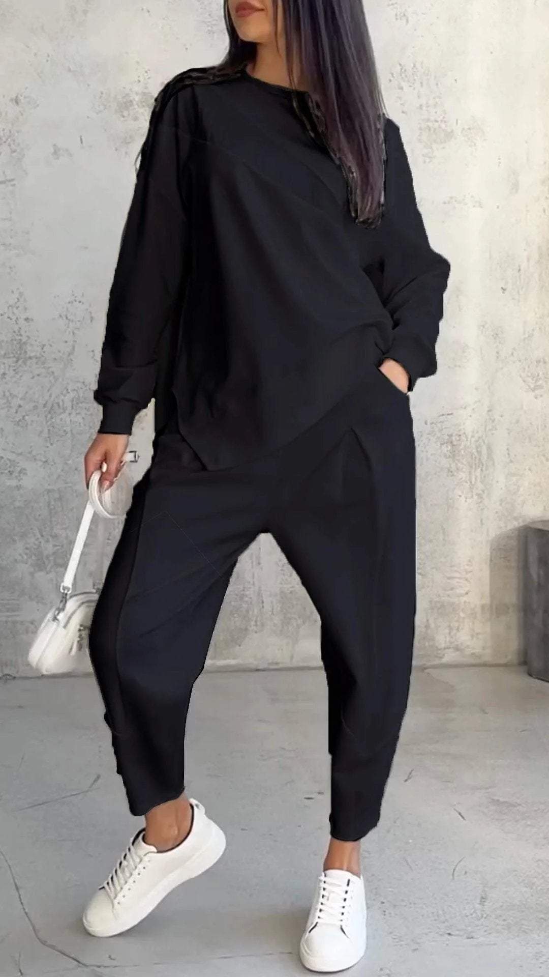 Loose Irregular Long Sleeved Hoodie Set
