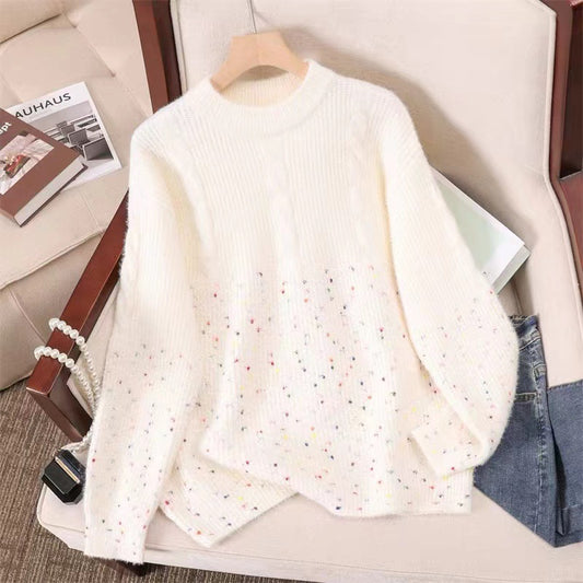Round Neck Outerwear Knitwear Age-reducing Trendy Top