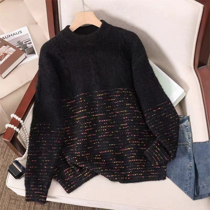 Round Neck Outerwear Knitwear Age-reducing Trendy Top