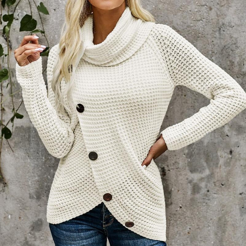 Pullover Button High Lapel Pullover Women's Sweater