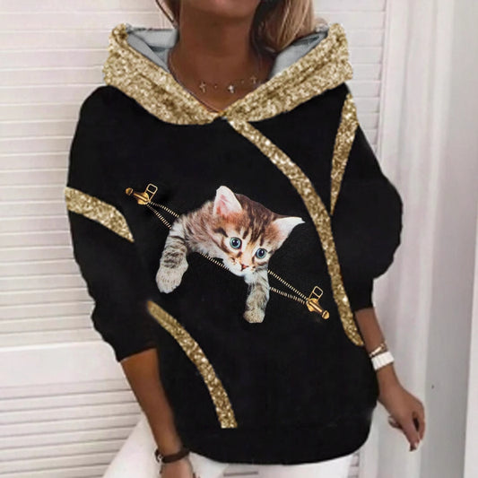 Digital Printing Loose Plus Size Hooded Sweater