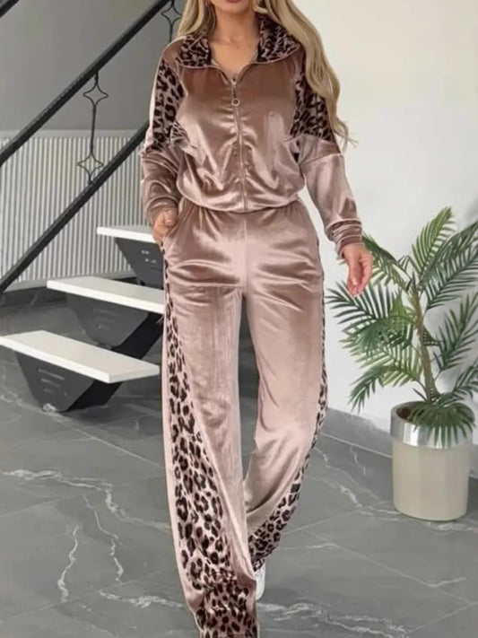 Color Blocking Long Pants Long Sleeved Home Suit Set