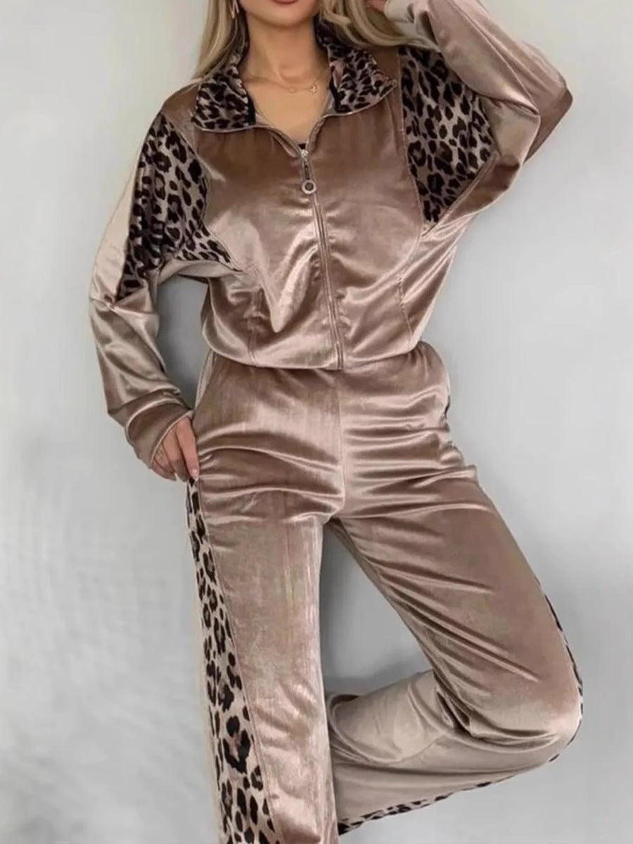 Color Blocking Long Pants Long Sleeved Home Suit Set