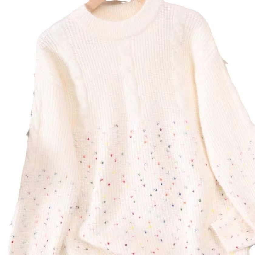 Round Neck Outerwear Knitwear Age-reducing Trendy Top